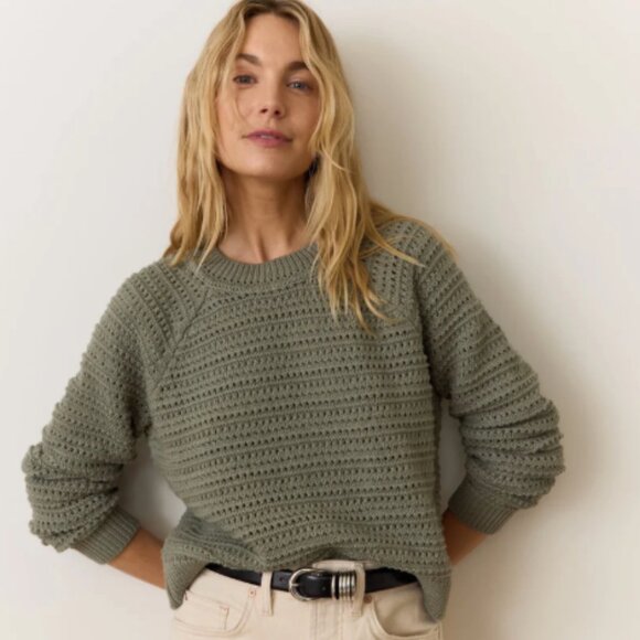 Marine Layer Sweaters - Marine Layer Montecito Crewneck Sweater, Small, Moss Green